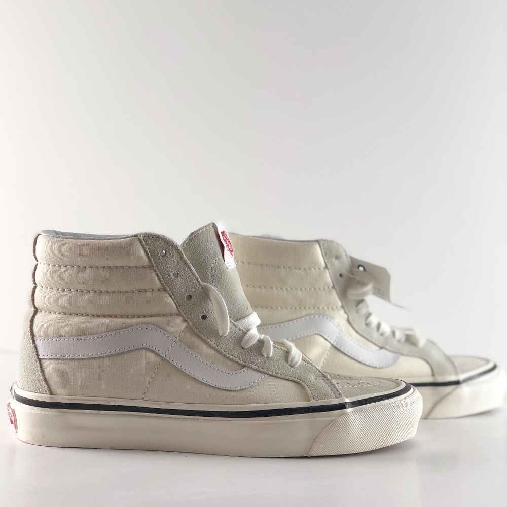 Vans White and Cream High-Top Sneakers